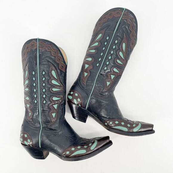 Old Gringo Black Brown Turquoise Monarca Butterfly Western Cowgirl Boot size 7 - Picture 3 of 12